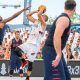 Team USA Men's Basketball team defends during a 3 v 3 game